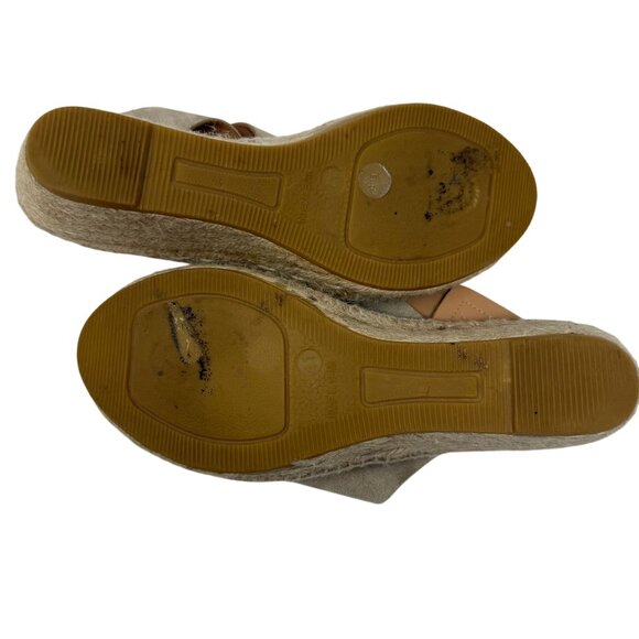 Bettye Muller Beige Suede Espadrille Wedge Sandals strappy Size 41 US 11 Shoes - Picture 7 of 10